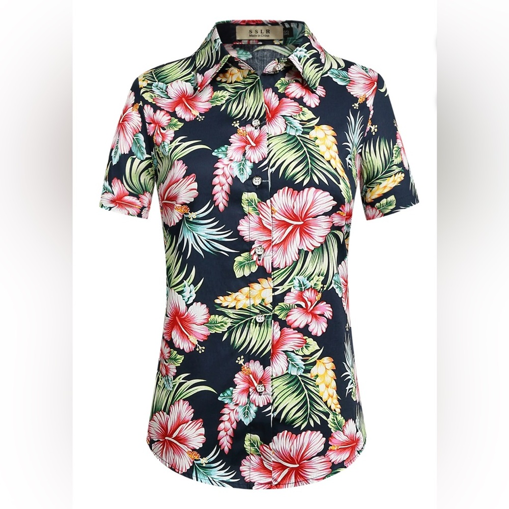 NWT Floral Hawaiian Shirt Women’s Size XL